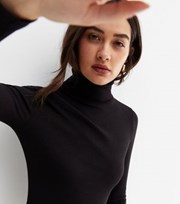 New Look Black Ribbed Long Sleeve Roll Neck Top